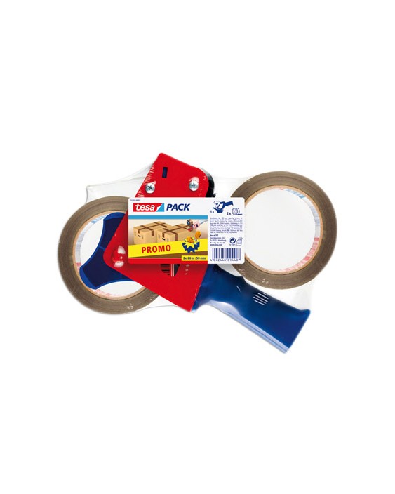 Portarrollo tesa para embalaje para rollos de 66mt x 50mm 2 rollos cinta marron