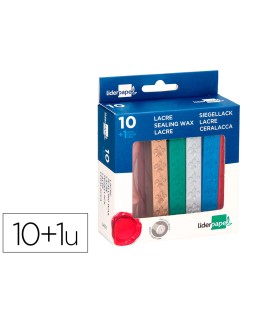 Lacre liderpapel con sello para carta caja de 10 barras colores surtidos