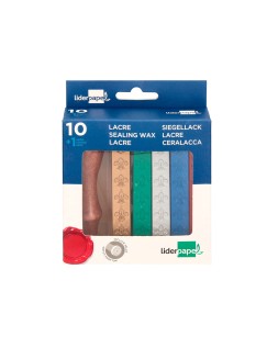 Lacre liderpapel con sello para carta caja de 10 barras colores surtidos