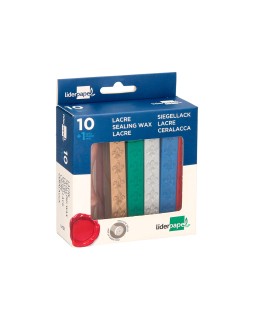 Lacre liderpapel con sello para carta caja de 10 barras colores surtidos