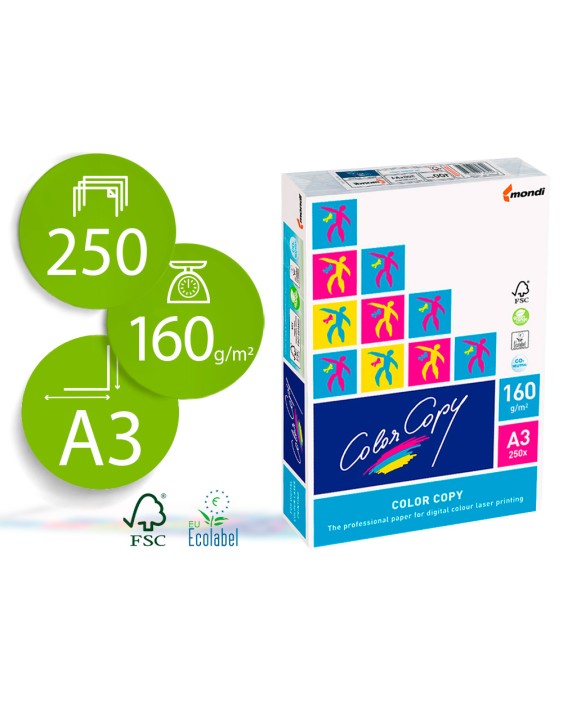 Papel fotocopiadora color copy din a3 160 gramos paquete de 250 hojas