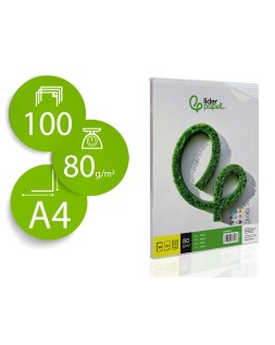Papel liderpapel a4 80g/m2 sin taladros cuadro 4 mm paquete de 100 hojas