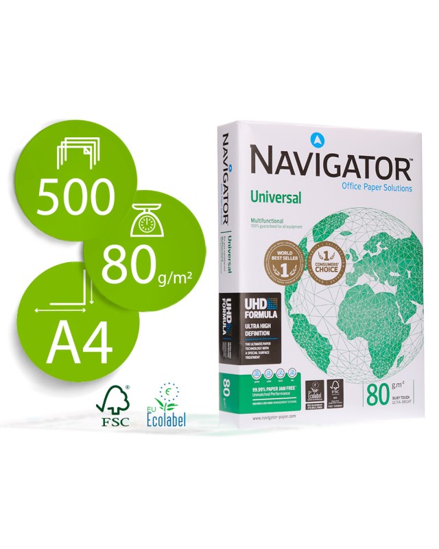 Papel fotocopiadora navigator din a4 80 gramos paquete de 500 hojas