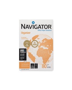 Papel fotocopiadora navigator din a4 80 gramos 4 taladros papel multiuso ink-jet y laser paquete de 500 hojas