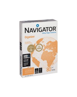 Papel fotocopiadora navigator din a4 80 gramos 4 taladros papel multiuso ink-jet y laser paquete de 500 hojas