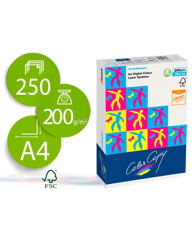 Papel fotocopiadora color copy din a4 200 gramos paquete de 250 hojas