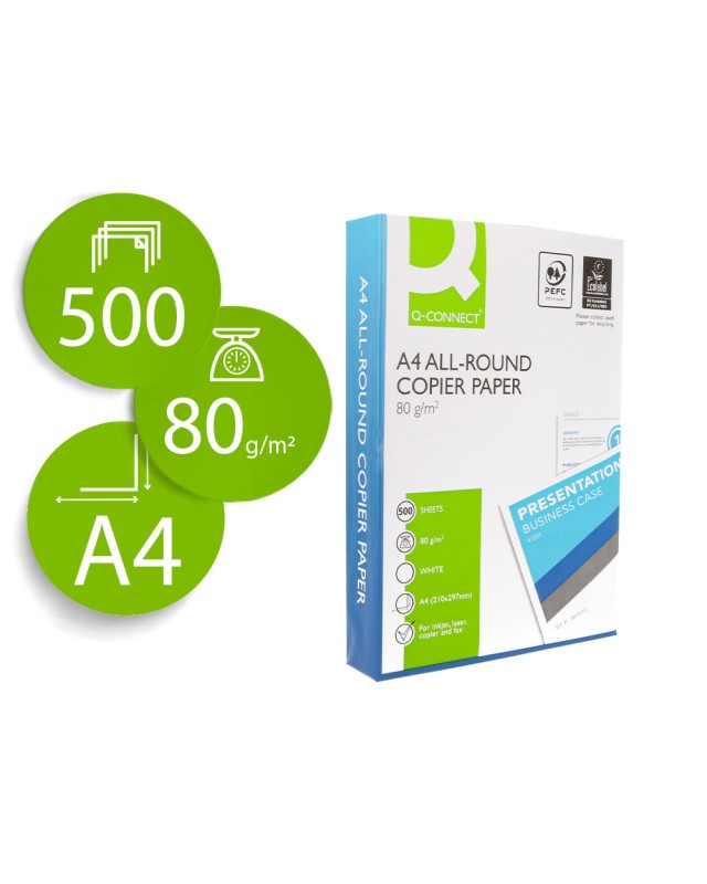 Papel fotocopiadora q-connect economy din a4 80 gramos paquete de 500 hojas