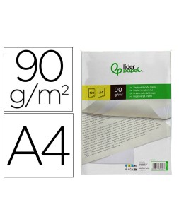 Papel verjurado liderpapel a4 90g/m2 crema paquete de 100 hojas