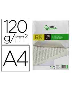 Papel verjurado liderpapel a4 120g/m2 crema paquete de 100 hojas