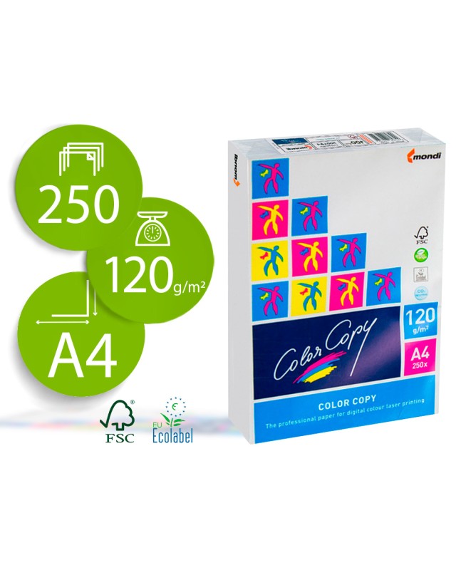 Papel fotocopiadora color copy din a4 120 gramos paquete de 250 hojas