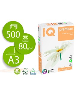 Papel fotocopiadora iq premium din a3 80 gramos paquete de 500 hojas