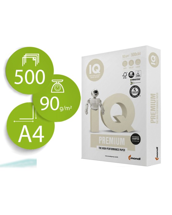 Papel fotocopiadora iq premium din a4 90 gramos paquete de 500 hojas