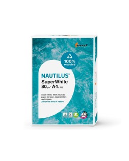 Papel fotocopiadora nautilus superwhite 100% reciclado din a4 80 gramos paquete de 500 hojas