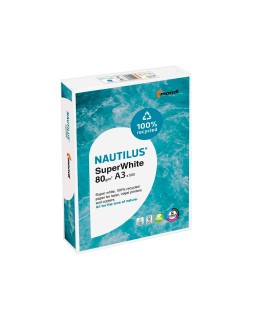 Papel fotocopiadora nautilus superwhite 100% reciclado din a3 80 gramos paquete de 500 hojas