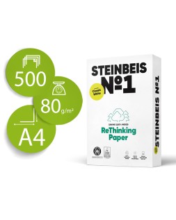 Papel fotocopiadora steinbeis n.1 100% reciclado din a4 80 gramos paquete de 500 hojas