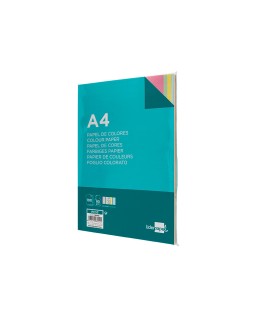Papel color liderpapel a4 80gr 4 colores surtidos paquete de 100 hojas