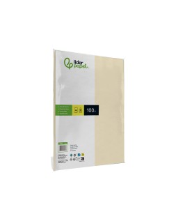 Papel color liderpapel a4 80gr crema paquete de 100 hojas