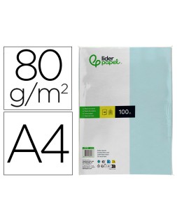 Papel color liderpapel a4 80gr celeste paquete de 100 hojas