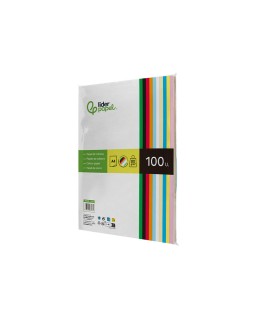 Papel color liderpapel a4 80gr 10 colores surtidos paquete de 100 hojas