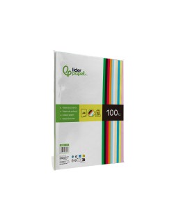Papel color liderpapel a4 80gr 10 colores surtidos paquete de 100 hojas