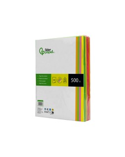 Papel color liderpapel din a4 75 gr neon 4 colores surtidos paquete de 500 hojas