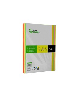 Papel color liderpapel din a4 75 gr neon 4 colores surtidos paquete de 500 hojas