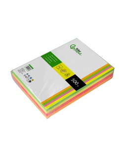 Papel color liderpapel din a4 75 gr neon 4 colores surtidos paquete de 500 hojas