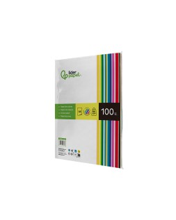Papel color liderpapel a4 80gr 25 colores surtidos paquete de 100 hojas