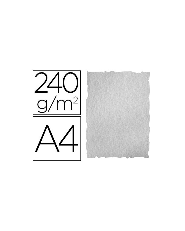 Papel color liderpapel pergamino con bordes a4 240gr gris pack de 10 hojas