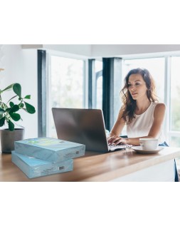 Papel color q-connect din a4 80gr celeste paquete de 500 hojas