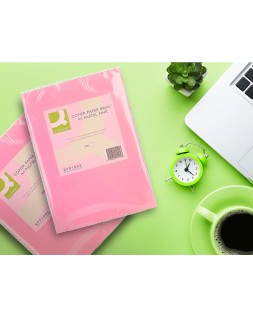 Papel color q-connect din a4 80 gr rosa paquete de 500 hojas