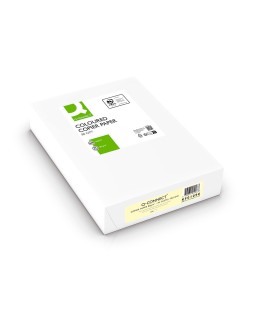 Papel color q-connect din a4 80gr amarillo paquete de 500 hojas