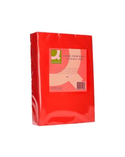 Papel color q-connect din a4 80gr rojo intenso paquete de 500 hojas