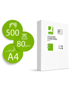Papel color q-connect din a4 80gr amarillo intenso paquete de 500 hojas