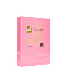 Papel color q-connect din a4 80gr rosa neon paquete de 500 hojas