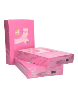 Papel color q-connect din a4 80gr rosa neon paquete de 500 hojas