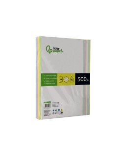 Papel color liderpapel a4 80gr 5 colores surtidos paquete de 500 hojas