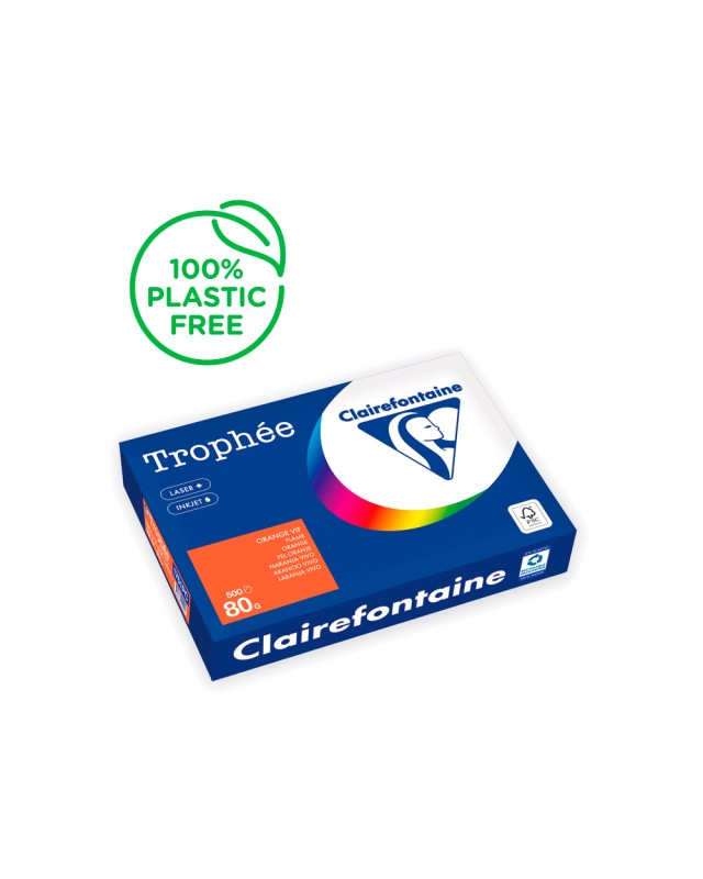 Papel color trophee a4 80gr naranja intenso paquete de 500 hojas