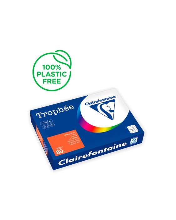 Papel color trophee a4 80gr naranja intenso paquete de 500 hojas