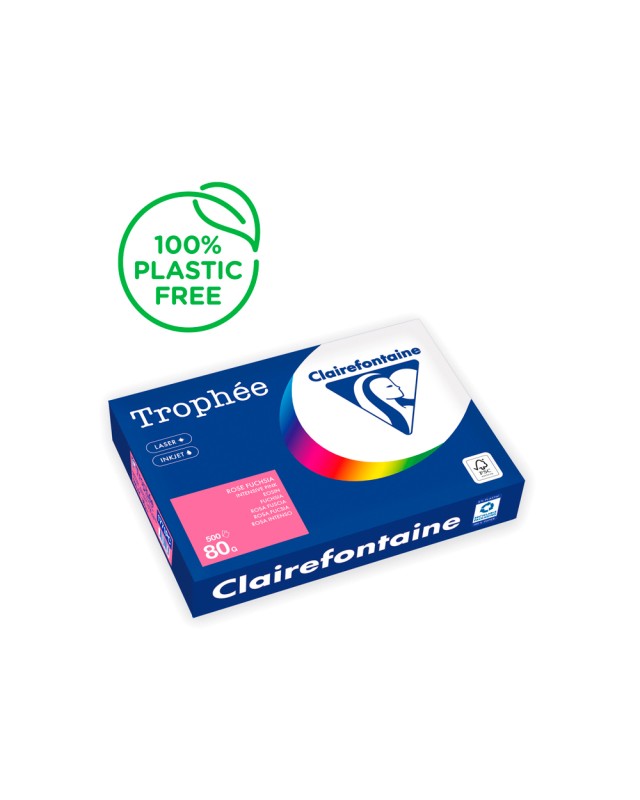 Papel color trophee a4 80gr rosa fuscia intenso paquete de 500 hojas