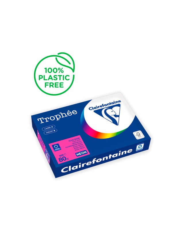 Papel color trophee a4 80gr rosa neon paquete de 500 hojas