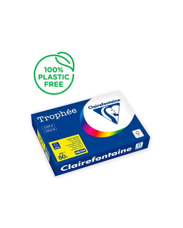 Papel color trophee a4 80gr amarillo neon paquete de 500 hojas