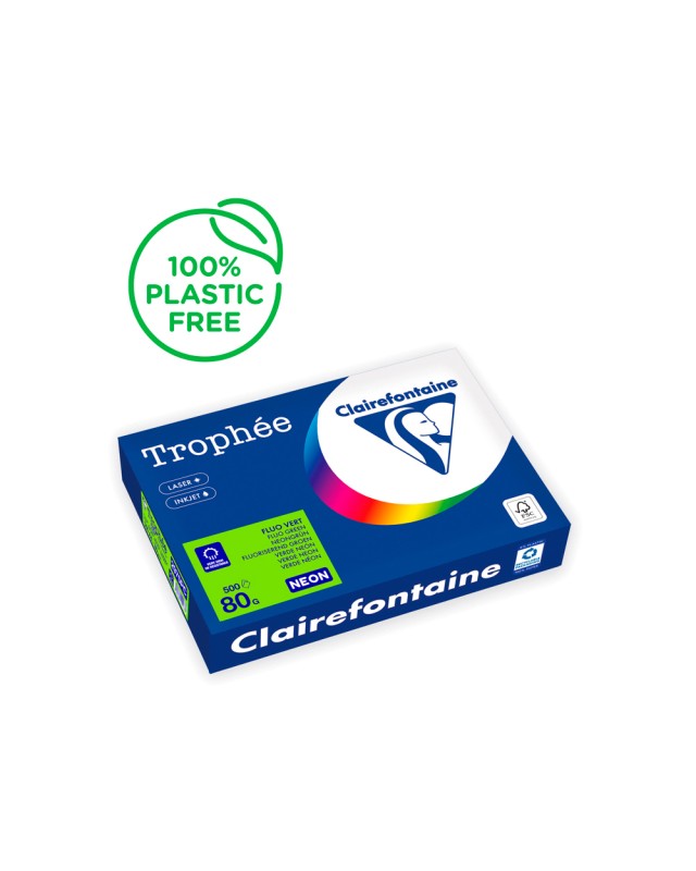 Papel color trophee a4 80gr verde neon paquete de 500 hojas