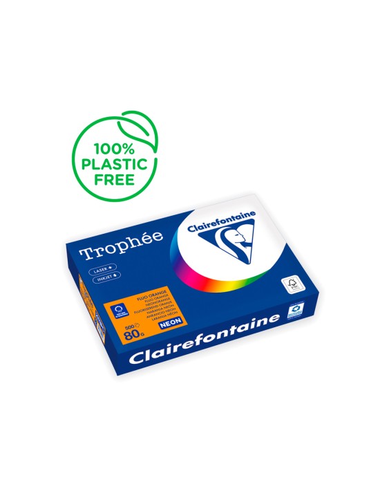 Papel color trophee a4 80gr naranja neon paquete de 500 hojas