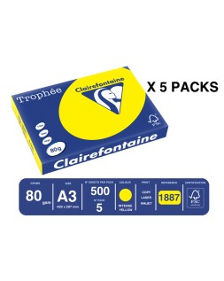 Papel color trophee a3 80gr sol intenso paquete de 500 hojas