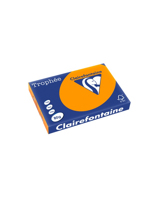 Papel color trophee a3 80gr naranja intenso paquete de 500 hojas