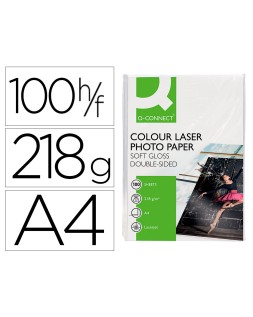 Papel q-connect foto glossy din a4 para fotocopiadoras e impresoras laser paquete de 100 hojas de 218 gr