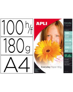 Papel fotografico apli glossy din a4 pack 100 hojas de 180 gr