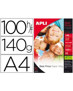 Papel fotografico apli glossy din a4 pack de 100 hojas 140 gr