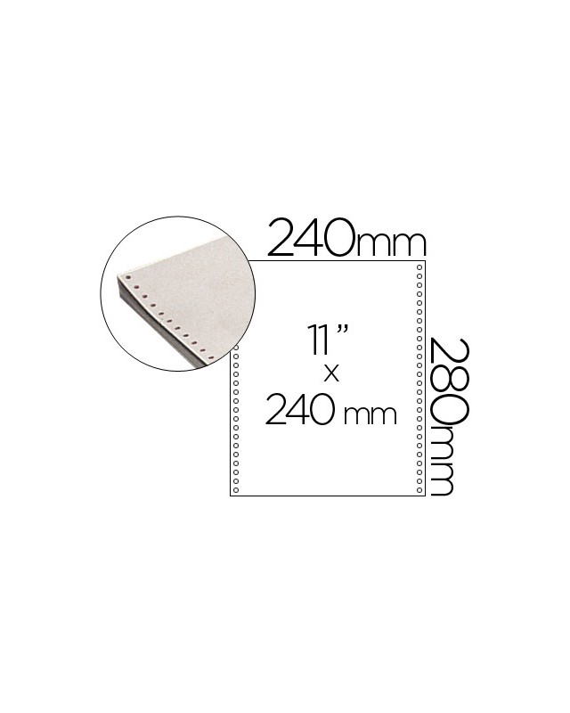 Papel continuo 240x11 blanco 3 hojas caja de 1000 juegos